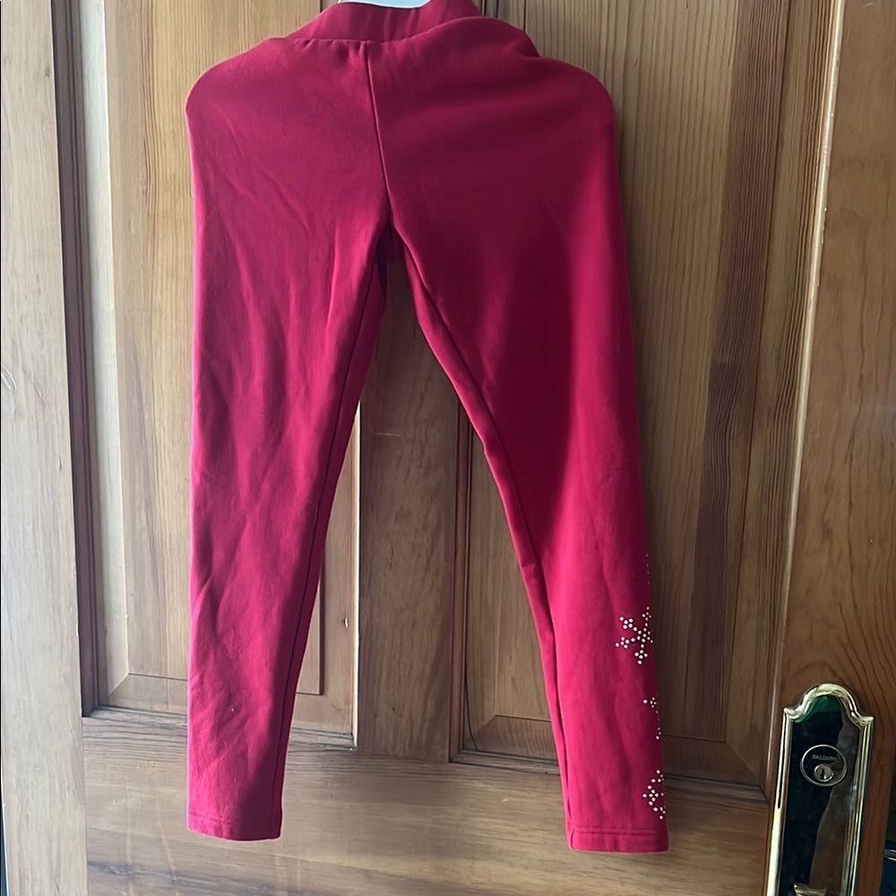 Chic Red Leggings with Sparkle Accent fleece inside!!